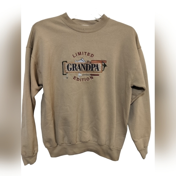 Mc Sportswear Tops - 1758) Vintage 90's Tan Grandpa Sweatshirt Size Large